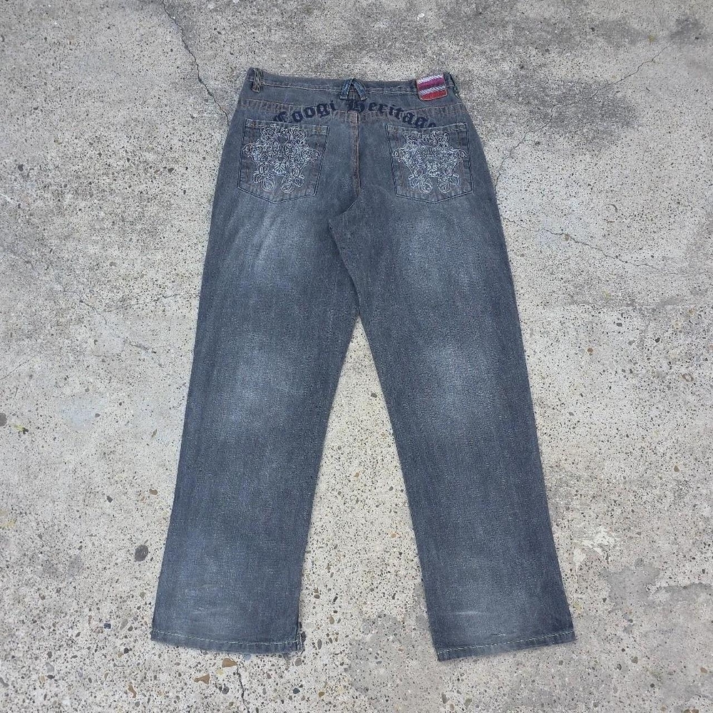 Vintage COOGI Embroidered Denim Jeans Size 38 Y2k Streetwear Distressed